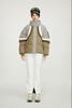 Women's Soft Touch Contrast Down Jacket na may Nakatagong Hood at Mga Detalye ng Pagbuburda