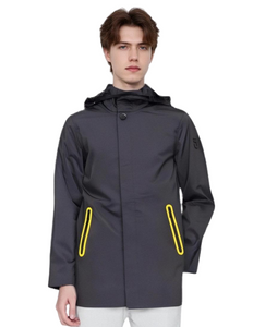 Stylischer wasserdichter Herren-Trenchcoat mit abnehmbarer Kapuze