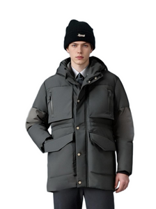 Multi-Material Patchwork Functional Parka med PU-&aelig;rmedetaljer