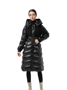 Dugi pufer kaput od mješavine tvida i laka s velikom podesivom kapuljačom i strukturiranim remenom 