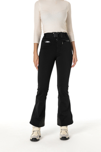 フレアフィットと調節可能なベルト付きスキーパンツ ブラック