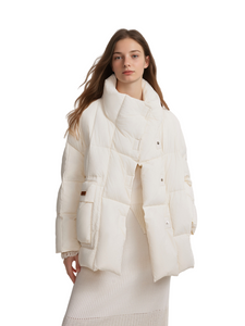 Weiße Ente Down Creme White Stand Collar Down Jacke für Frauen - Neue Wintermode -Oberbekleidung für zierliche Figuren