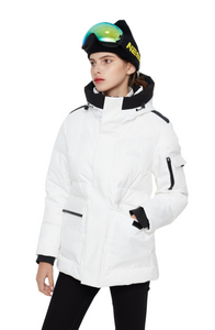 کت کوتاه پف دار SKI زنانه کت ضخیم لبه کشی