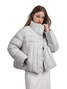 Graue lockere weiße Entenjacke für Frauen-neue Winterumbekleidung für zierliche Figuren