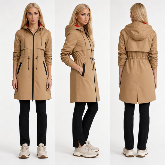 Contraste elegante: chaqueta impermeable de color impermeable y transpirable