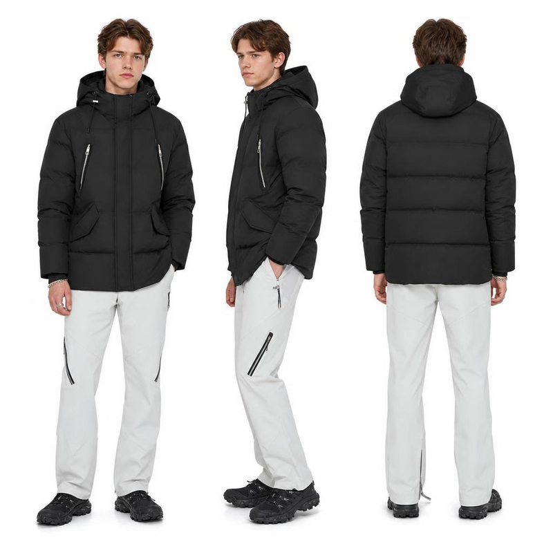 Funksionele Parka met staankraagkap en onsigbare klikbesonderhede