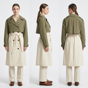 Long III-in-I fossa Coat - Stillaret Humeros, Blazer Collarem, Color-Mixed Design for Business & Casual Stratis