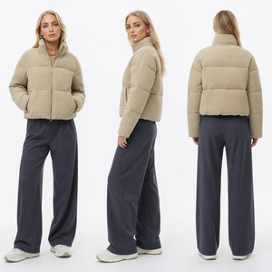 Stylish Knit ຂອງແມ່ຍິງ Cropped ລົງ - ເຊັ່ນ Puffer Coat