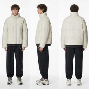 Jaket Bawah Itik 90% Kuilt Saluran Asimetri Putih Putih Lelaki