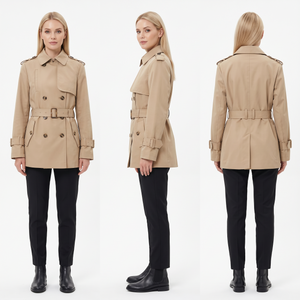 Trench Femme Mi-Long Ceintur&eacute; - Trench D&eacute;perlant Classique Beige