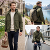 Chaqueta Bomber con Capucha 2 en 1 para Hombre - Babero con Capucha con Cremallera Desmontable, Abrigo Bomber Informal para Exteriores de poli&eacute;ster Totalmente Impermeable